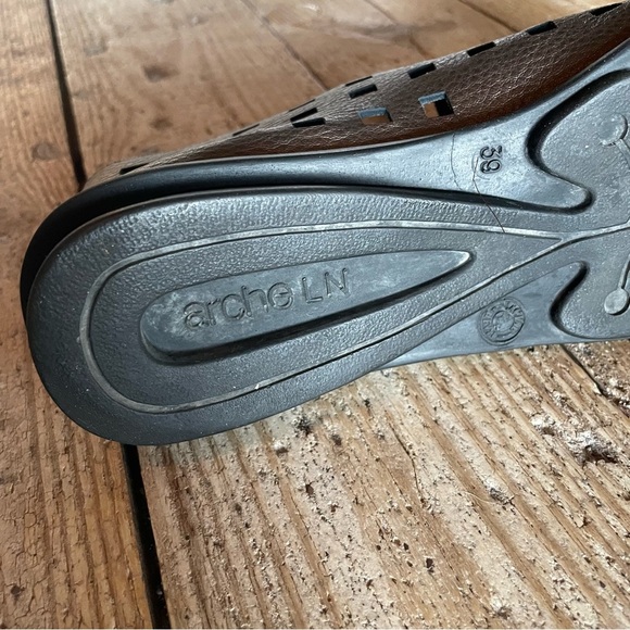 Arche Drick Laser Cut Leather Peep Toe Flats Bronze EU 39 US 8 - Picture 10 of 11